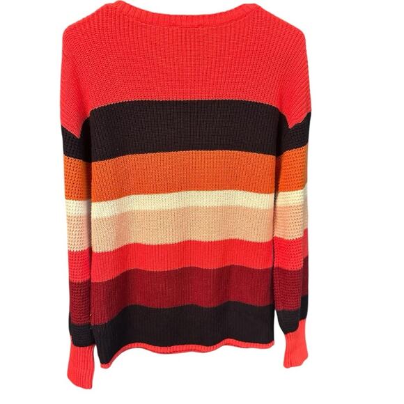 Talbots Crew Neck Sweater Texture sweater mixedknit contrasting stripe SZ Small - Picture 6 of 7
